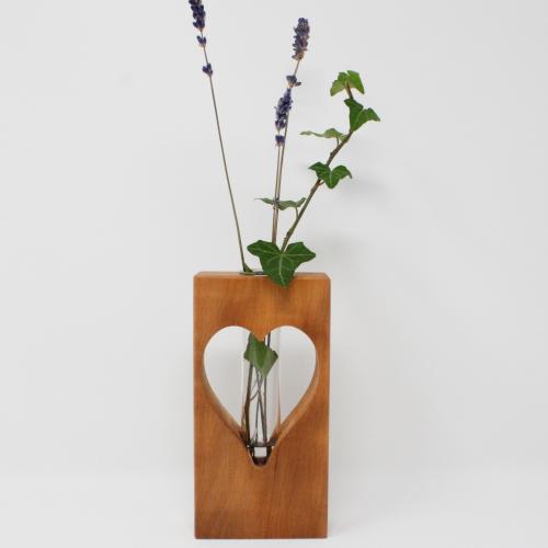 Holz, Vase, Blume, Herz, Windspiel, Klangspiel, Deko, Kunsthandwerk, Reagenzglas, Blume, Tisch, Edel, Ausschnittvase