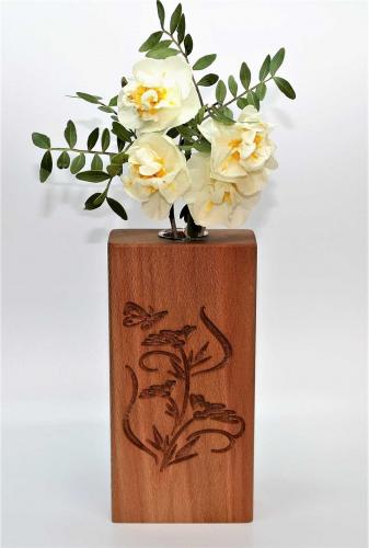 Vase, Vasen, Holzvasen, Vase mit Reagenzglas, Blumenvasen,Tischdekoration, Handgearbeitet, Kunst, Geschenk, Holzvase