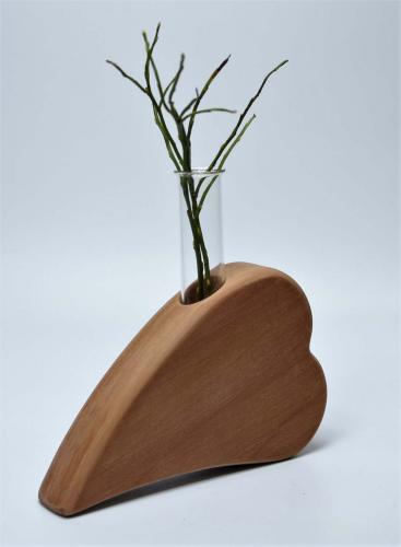 Vase mit Rindenrand, Blumenvase, Tischdekoration, Holzvase, Holzvasen, Vasen aus Holz, gedrechselte Vase,